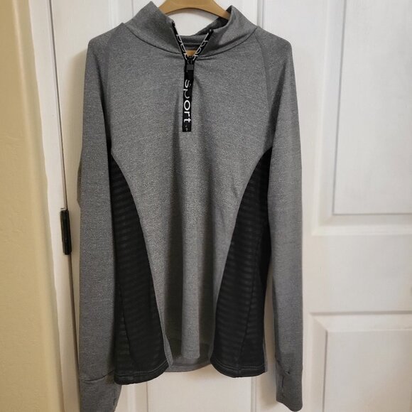 bebe Tops - bebe Sportswear 1/4-Zip Pullover Black and Gray SIZE: LARGE